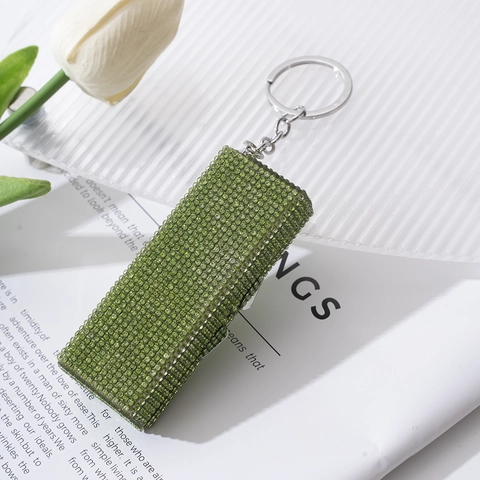 Pastillero Portátil de 7 Días Llavero con Strass y Espejo de Aleación de Aluminio para Viaje Mujer