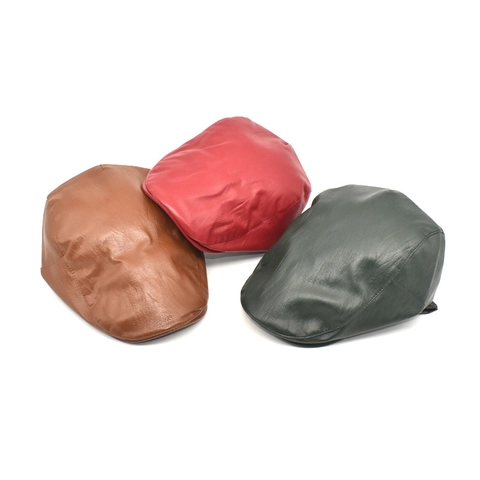 Boina De Cuero PU Vintage Gorra Ivy Retro Plana De Pintor Para Invierno Otoño Impermeable Color Sólido Accesorio Moda