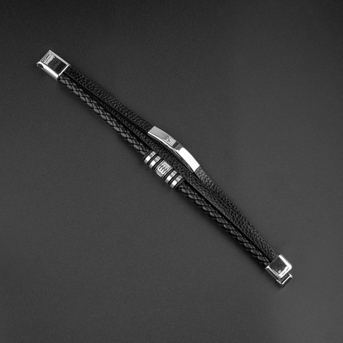 Multilayer Leather Bracelet Men Alloy Magnetic Clasp Woven PU Punk Style Fashion Wristband