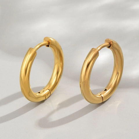 Hoop Ohrringe Edelstahl Geometrischer Kreis Klappverschluss Poliert Hip Hop Minimalistischer Stil Für Herren Damen