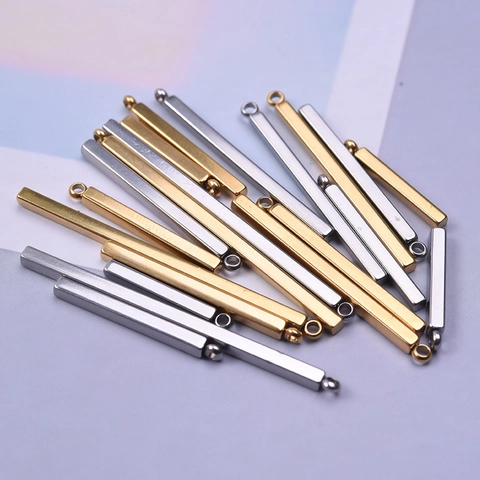 Ciondolo A Barra Minimalista Acciaio Inossidabile 304 Charm A Pilastro Rettangolare Geometrico Per La Creazione Di Gioielli DIY Moda
