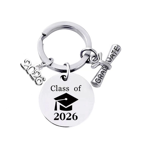Graduation Keychain Stainless Steel Class Of 2026 Engraved Charms Senior Year Souvenir Gift For Student