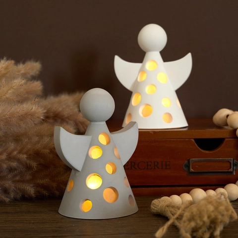 Angel Candle Holder Silicone Mold Hollow DIY Craft Plaster Resin Casting Lamp Shade Desk Ornament
