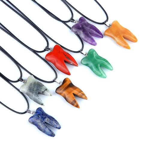 Pendentifs En Forme De Dent En Pierre Naturelle Charme D'agate De Cristal Pour La Fabrication De Bijoux De Collier Accessoires De Bricolage