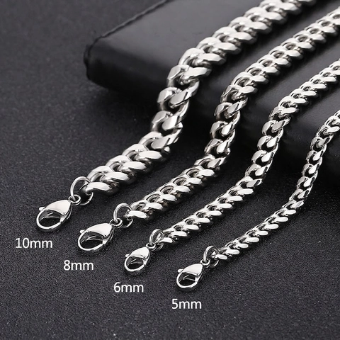 Polierte Panzerkette Halskette Edelstahl Minimalist Hip Hop Mode Schmuck Zubehör Für Männer Und Frauen