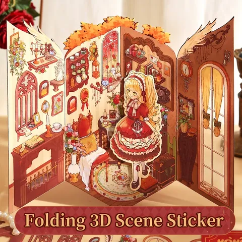 3D Vouwen Scene Stickers Sweet Dream Baby House DIY Miniatuurmodel Scrapbooking Voor Meisjes Kinderen Huisdecoratie