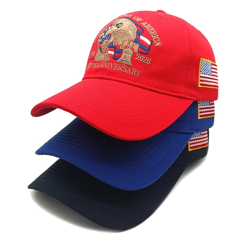 Cappello Da Baseball 250 Anniversario USA Ricamo 3D Cotone Patriottico Aquila Bandiera Protezione Solare Regolabile