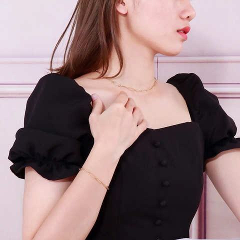 Collana E Bracciale Minimalista In Acciaio Inossidabile Con Catena A Graffetta Per Donna Gioielli Punk Moderni Maglia Ovale