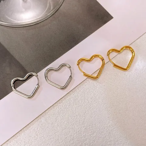 Herz Creolen Edelstahl Minimalistischer Hohler Schmuck Für Damen Mode Ins Stil Polierte Herz Ohrschnallen