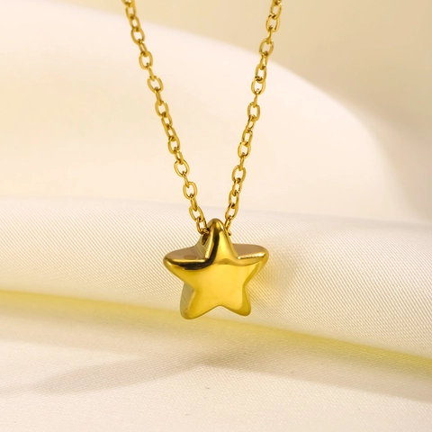 Collana Con Ciondolo A Piccola Stella Minimalista In Acciaio Inossidabile Placcato Oro Gioielli Retrò Per Donna