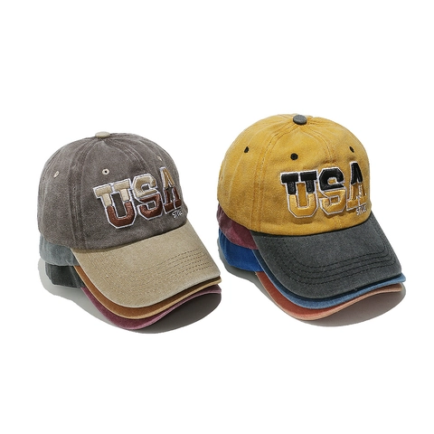 Berretto da Baseball in Cotone Lavato Retro per Uomo Donna Stile USA Ricamo Lettere Patchwork Regolabile Dad Hat Copricapo