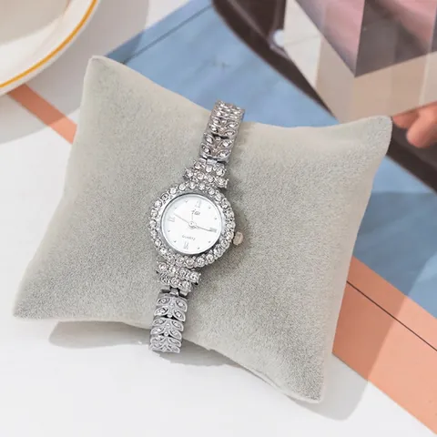 Orologio Al Quarzo Da Donna Con Bracciale A Foglia In Lega E Strass Elegante Quadrante Con Numeri Romani