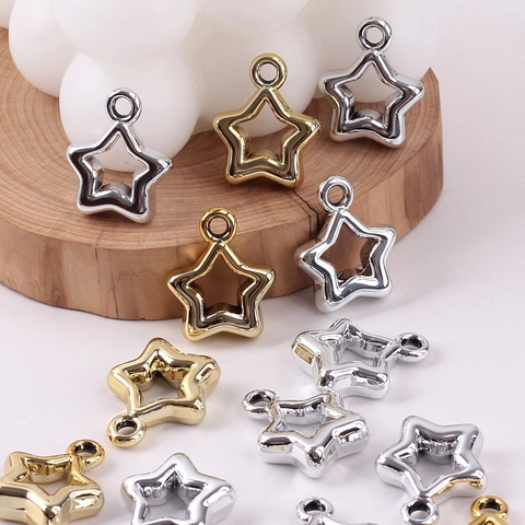 Hohlstern Anhänger Plated Kunststoff DIY Schmuckherstellung Zubehör Für Ohrringe Handyketten Halsketten