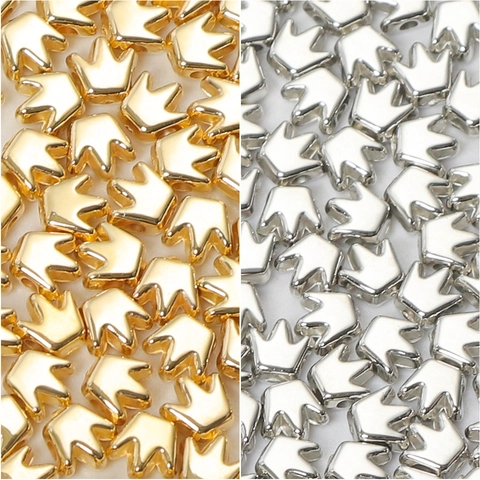 Crown Shape Spacer Beads Metallic Coated Plastic Loose Beads For DIY Jewelry Making Bracelet Necklace Accessories Gold Silver Color