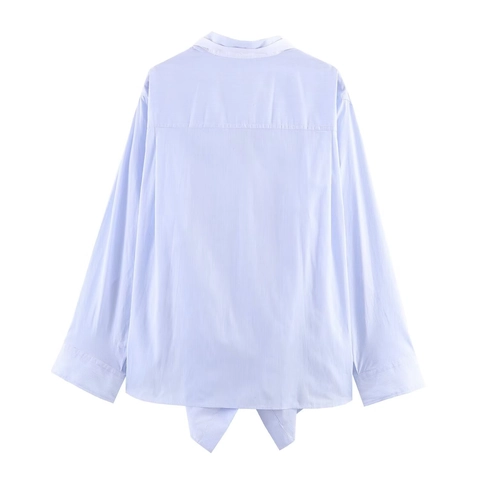 Camicia A Righe Da Donna Camicetta A Maniche Lunghe Con Bottoni Collo A Contrasto Design A Strati Frontale Casual Ufficio Chic