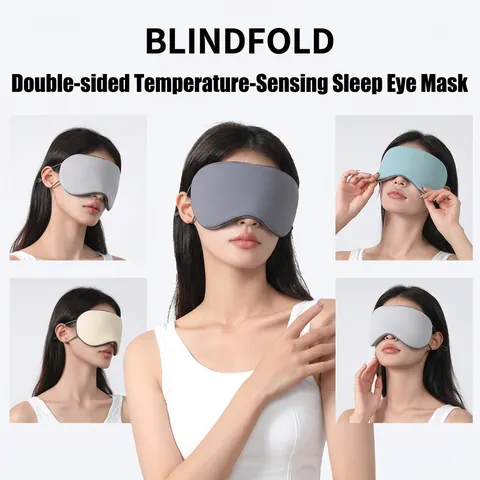 Double Sided Sleep Eye Mask Warming And Cooling Ice Satin Blackout Adjustable Strap For Deep Sleep Travel Office Nap