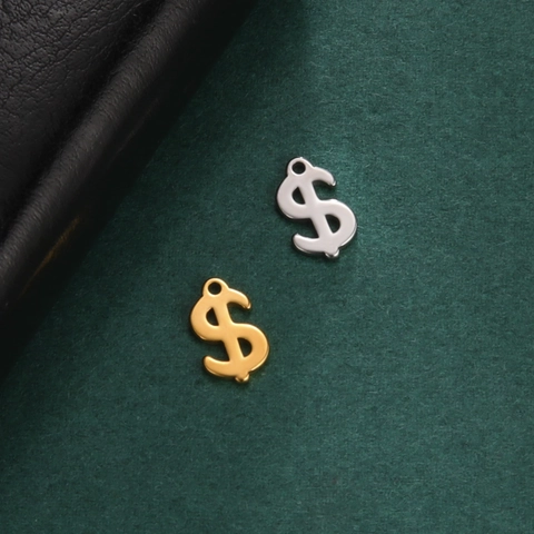 Stainless Steel Dollar Sign Pendant For Jewelry Making DIY Hollow Currency Symbol Charm For Necklace Bracelet Hip Hop Punk Jewelry