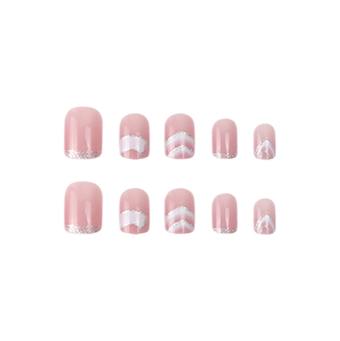 Unghie Finte Corte Quadrate Ovali Rosa Nude Jelly Punte Francesi Glitterate Oro Motivo Marmo Eleganti Unghie Lucide Per Donne