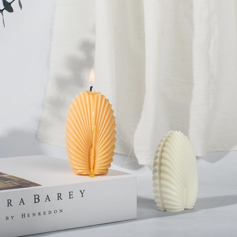 Phoenix Crown Silicone Candle Mold Shell Shape Ribbed Texture For Aromatherapy Wax Soap Plaster DIY Crafting Home Decor