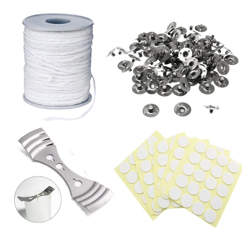 Cotton Braided Candle Wick With Sustainer Tabs And Centering Tool For DIY Candle Making Natural Low Smoke