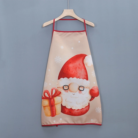 Delantal De Navidad Poliéster Dibujos Animados Papá Noel Muñeco De Nieve Cocina Cocinar Restaurante Fiesta Decoración Navideña