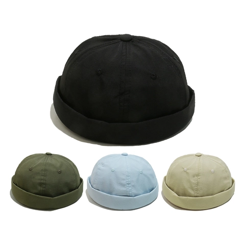 Gorro Docker De Algodón De Color Sólido Retro Ajustable Sin Ala Skullcap Beanie Para Hombres Mujeres Streetwear Casual