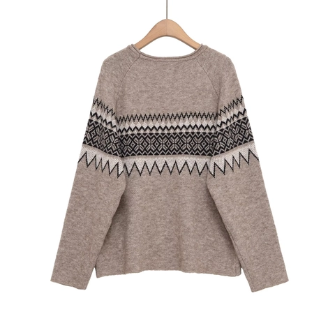 Maglione In Maglia Da Donna Maniche Lunghe Girocollo Jacquard Geometrico Fair Isle Pullover Ampio Casual Autunno Inverno