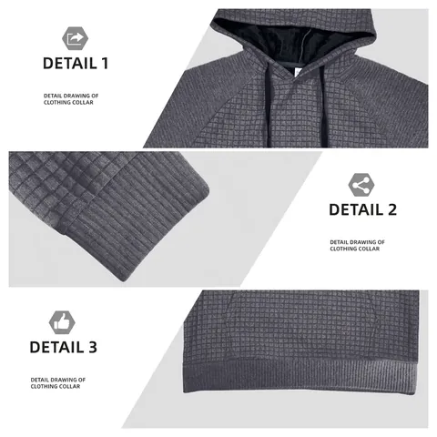 Felpa Con Cappuccio Da Uomo In Maglia A Nido D'ape Pullover Jacquard Plaid Tinta Unita Con Tasca A Marsupio Casual Slim Fit