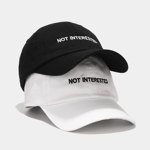 Baseball Cap Cotton Not Interested Letter Embroidery Outdoor Sun Protection Adjustable Dad Hat Men Women Casual Retro