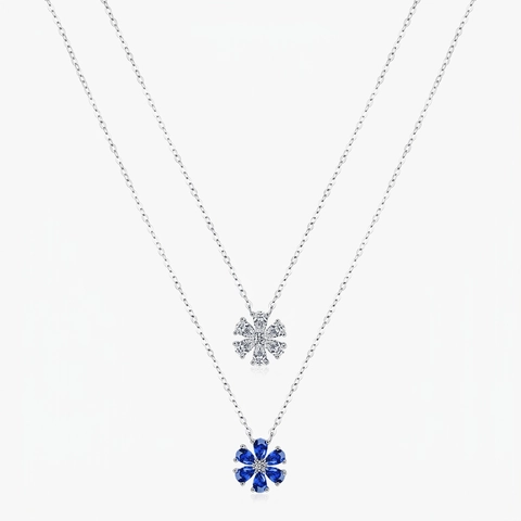Flower Pendant Necklace 925 Sterling Silver Sparkly Cubic Zirconia Elegant Clavicle Cross Chain Jewelry For Women