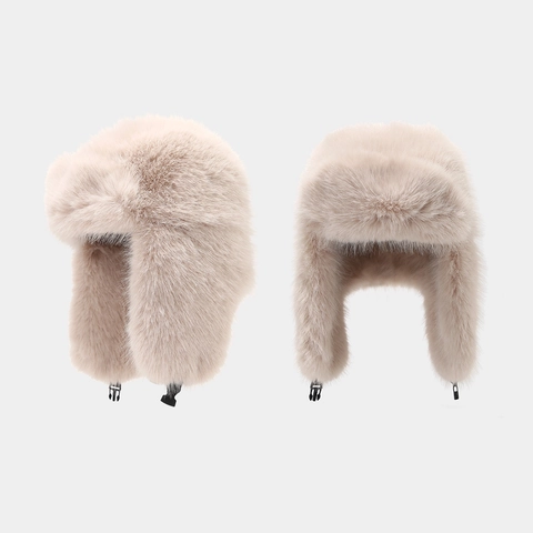Faux Fox Fur Ushanka Hat For Women Men Winter Thickened Warm Windproof Trapper Hat With Ear Flaps Buckle Outdoor Cycling
