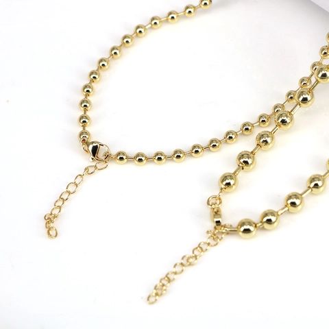 Polierte Kugelkette Halskette 18K Vergoldet Kupfer Verstellbar Minimalistisch Geometrisch Trendy Eleganter Schmuck Für Damen