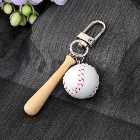 Portachiavi Creativo Mini Simulazione Palla Sportiva Ciondolo Calcio Basket Mazza da Baseball Ciondolo per Borsa Regalo per Appassionati di Sport