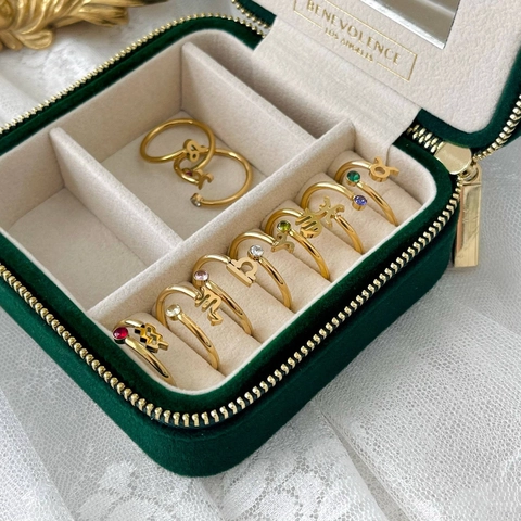 Anello Segno Zodiacale Acciaio Inossidabile Pietra Natale Strass Aperto Regolabile Gioielli Moda Regalo Astrologia