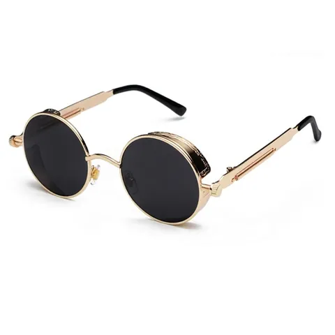 Occhiali Da Sole Tondi Steampunk Montatura In Metallo Gothic Punk Protezione UV400 Moda All'aperto Per Uomini Donne