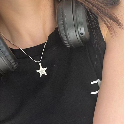 Stern Anhänger Halskette Legierung Metall Schlüsselbein Kette Sweet Cool Stil Minimalistischer Schmuck Für Damen