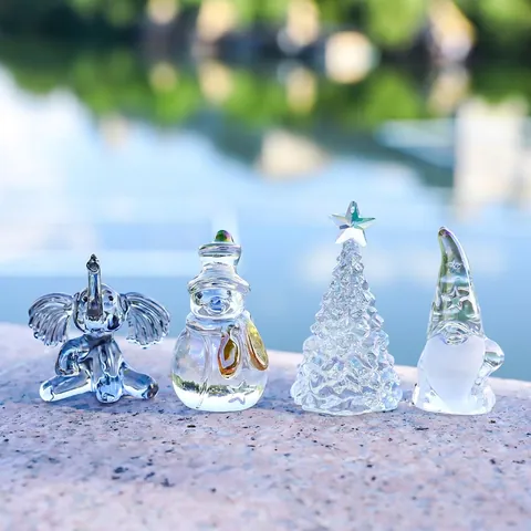 Handgemaakte Kristallen Dierenbeeldjes Bergkristal Glas Dinosaurus Sneeuwpop Olifant Standbeeld Kerst Tafel Decor Kunst Ambacht Cadeau