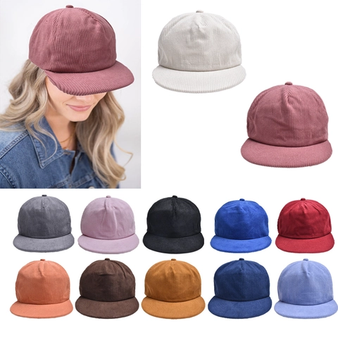Cord-Baseballkappe Flacher Rand Snapback Einfarbig Retro Hip Hop Verstellbare Outdoor-Sportmütze Für Herren Damen