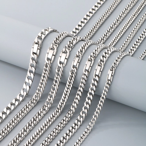 Cuban Link Chain Necklace Stainless Steel Polished Shiny Finish Minimalist Hip Hop Streetwear Jewelry For Men Women