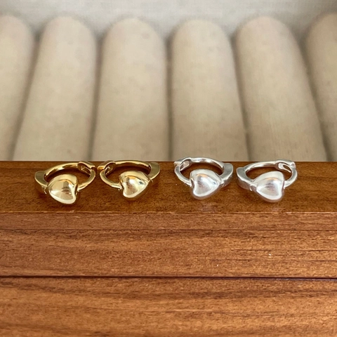 925 Sterling Silver Heart Stud Earrings For Women Minimalist Polished Love Pendant Sweet Jewelry Gift