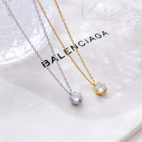Collana Con Pendente In Zirconia Cubica Rotonda Acciaio Inossidabile Montatura A Sei Rebbie Gioielli Di Moda Di Lusso Per Donna