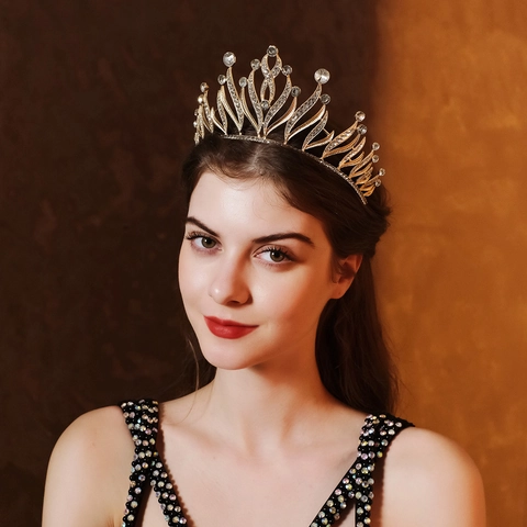 Tiara Da Sposa Con Strass Corona Elegante In Lega Di Cristallo Accessori Per Capelli Da Sposa Per Donne Ragazze Festa