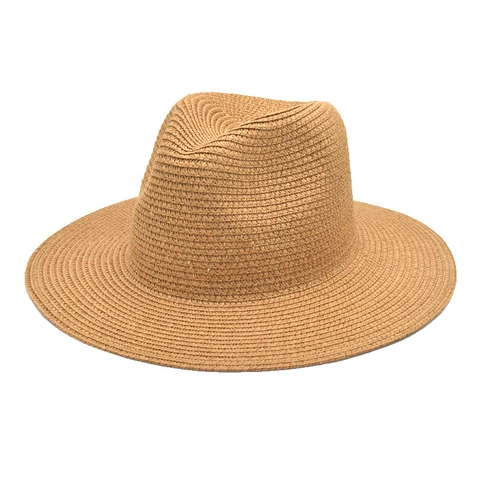 Straw Fedora Hat Wide Brim Breathable Sun Protection Summer Beach Travel Jazz Panama Cap For Men Women