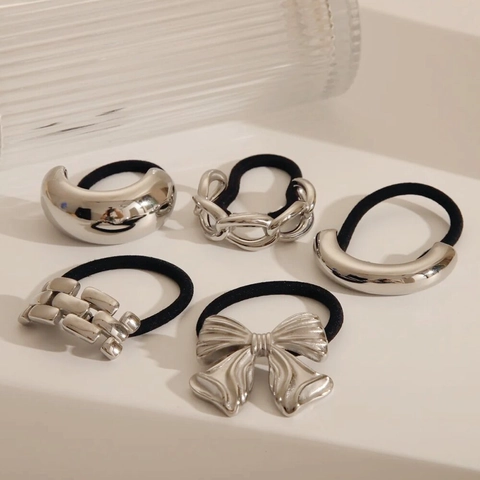 Elastici Per Capelli Minimalisti Acciaio Inossidabile Placcato Oro 18K Fiocco Stella Marina Geometrico Strass Perla Artificial Per Donne