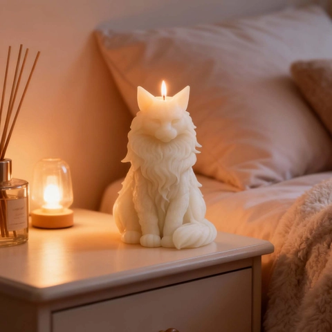 3D Cat Silicone Mold Maine Coon Shape For Candle Making DIY Soap Gypsum Resin Casting Craft Ornament