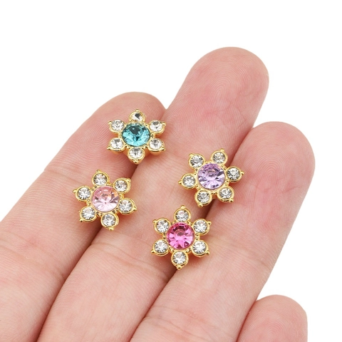 Bottoni In Strass A Forme Di Fiore Lega Vetro Fiore Di Prugno Per DIY Creazione Di Gioielli Decorazione Di Vestiti Accessorio