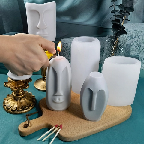 Stampo In Silicone Viso Umano Astratto Per Candela Profumata DIY Ritratto Ornamento In Gesso Minimalista Artigianale Decorativo