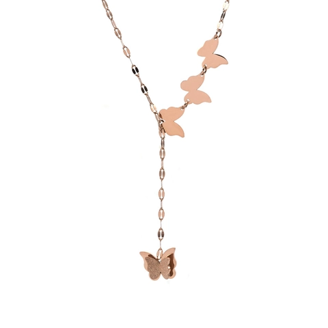 Collier Pendentif Papillon Acier Titane Plusieurs Papillons Chaîne Clavicule Forme Y Bijou Élégant Pour Femmes