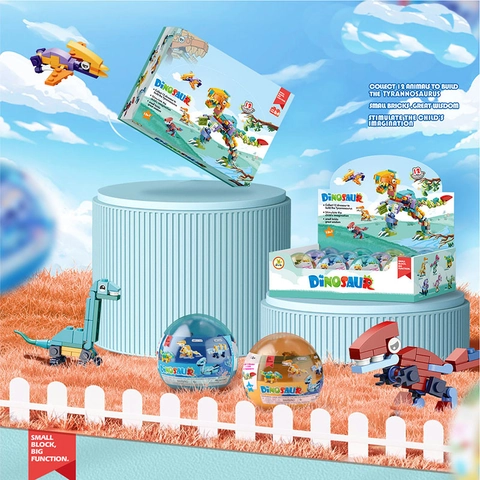 Giocattoli Di Blocchi Di Costruzione Di Dinosauri Gashapon In Plastica Modelli Educativi Assemblabili Regalo Bambini Trasformazione Multipla