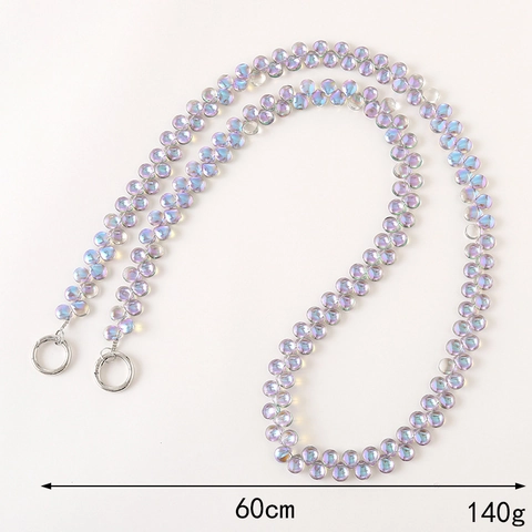Crossbody Phone Lanyard Beaded Acrylic Resin Heart Shape Bag Chain Anti-lost Charm With Silver Metal Rings Versatile